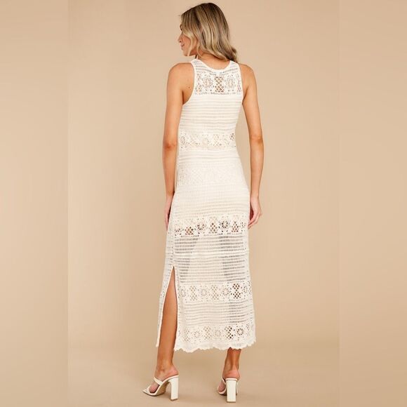 NWT bb Dakota Crochet You Love Me Unbleached Cotton Dress off white Sz XS - Picture 8 of 15